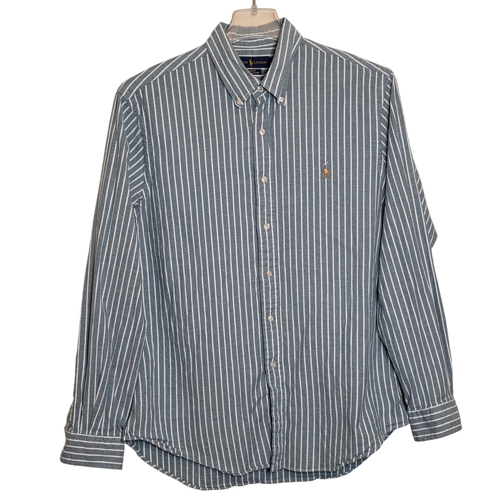 Ralph Lauren XL Mens Slim Fit Stretch Oxford Striped Long Sleeve Shirt